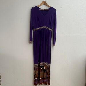70’s Bohemian Art Deco Purple Maxi Dress